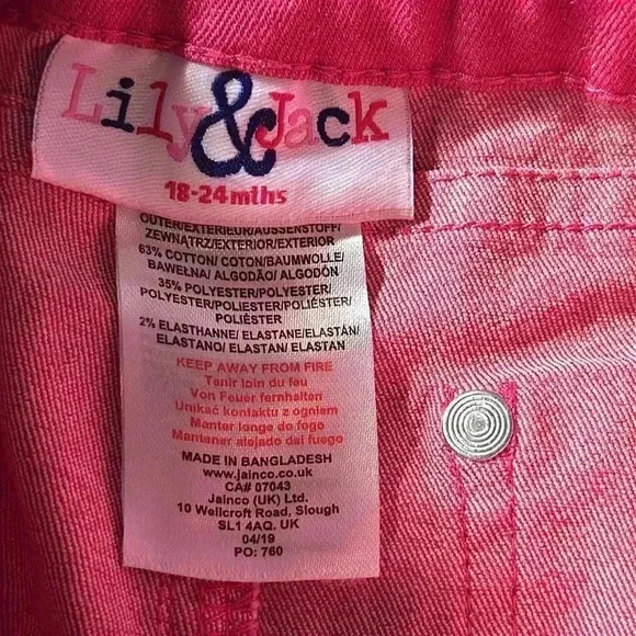 Lily & Jack - New - cotton denim style pants with silver trim. Size 18 to 24 mo - Picture 5 of 5